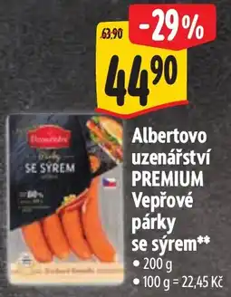 Albert Albertovo uzenářství Premium Vepřové párky se sýrem nabídka