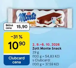 Tesco Zott Monte Snack nabídka