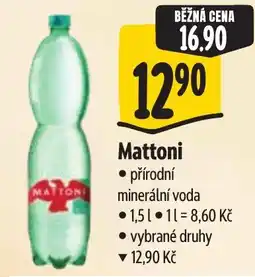 Albert Mattoni přírodní minerální voda nabídka