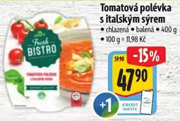 Albert Fresh Bistro Tomatová polévka s italským sýrem nabídka