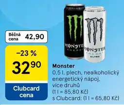 Tesco Monster nealkoholický energetický nápoj nabídka