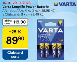 Tesco Varta Longlife Power Baterie nabídka