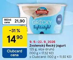 Tesco Zvolenský Řecký jogurt nabídka