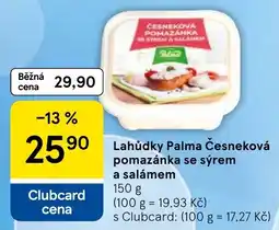Tesco Lahůdky Palma Česneková pomazánka se sýrem a salámem nabídka