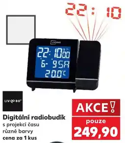 Kaufland Livobo digitální radiobudík s projekcí času různé barvy nabídka
