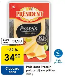 Tesco Président Protein polotvrdý sýr plátky nabídka