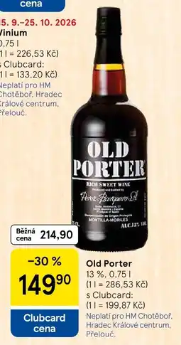 Tesco Old Porter nabídka
