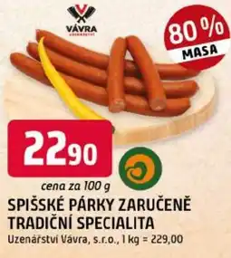 Trefa Spišské párky Zarucene Tradicni Specialita nabídka