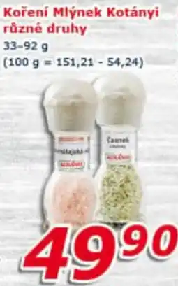 ESO MARKET Koření Mlýnek Kotányi nabídka