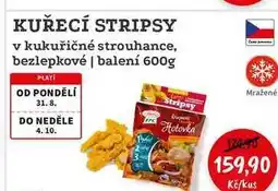RABBIT řeznictví KUŘECÍ STRIPSY v kukuřičné strouhance, bezlepkové balení nabídka