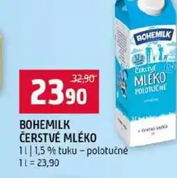 Terno BOHEMILK ČERSTVÉ MLÉKO 1l 1,5% tuku polotučné nabídka