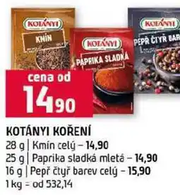 Terno KOLÁNYI 25 g Paprika sladká mletá 16 g Pepř čtyř barev celý nabídka