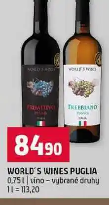 Terno WORLD'S WINES PUGLIA 0,75l víno vybrané druhy nabídka