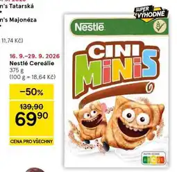 Tesco Nestlé cereálie nabídka