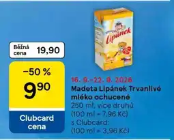 Tesco Madeta Lipánek Trvanlivé mléko ochucené nabídka