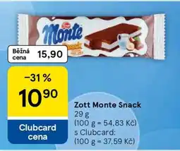 Tesco Zott Monte Snack nabídka