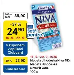 Tesco Madeta Jihočeská Niva 45% / Madeta Jihočeská Niva Fit 30% nabídka
