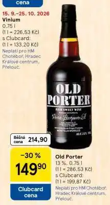 Tesco Old Porter nabídka