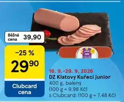 Tesco DZ Klatovy kuřecí junior nabídka