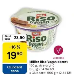 Tesco Müller Riso Vegan dezert nabídka