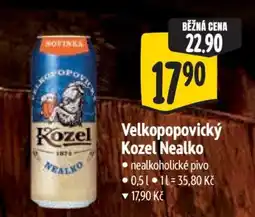 Albert Velkopopovický Kozel nealko nabídka