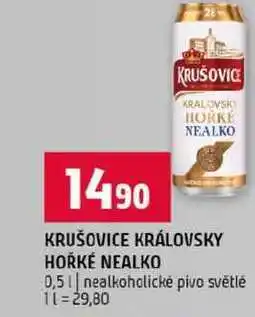 Terno KRUŠOVICE KRÁLOVSKY HOŘKÉ NEALKO 0,5l nealkoholické pivo světlé nabídka