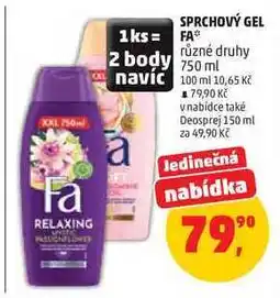 Penny Market SPRCHOVÝ GEL FA různé druhy nabídka