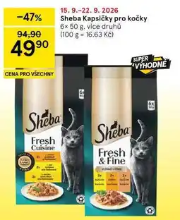 Tesco Sheba Kapsičky pro kočky, 6x 50 g, více druhů nabídka