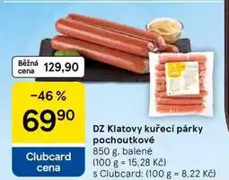 Tesco DZ Klatovy kuřecí párky pochoutkové, 850 g, balené nabídka