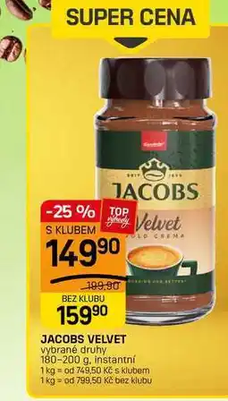 Flop JACOBS VELVET vybrané druhy 180-200 g, instantní nabídka