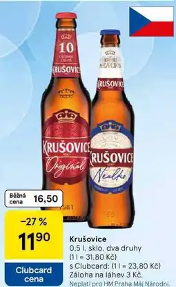 Tesco Krušovice, 0,5 l, sklo, dva druhy nabídka
