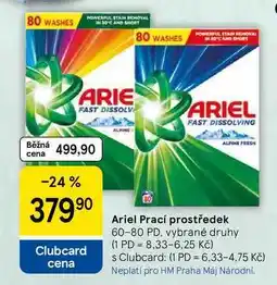 Tesco Ariel Prací prostředek, 60-80 PD, vybrané druhy nabídka