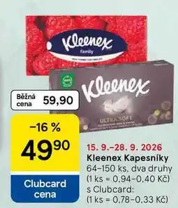 Tesco Kleenex Kapesníky, 64-150 ks, dva druhy nabídka