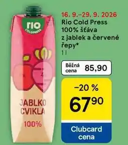 Tesco Rio Cold Press 100% šťáva z jablek a červené řepy nabídka
