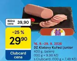 Tesco DZ Klatovy Kuřecí junior, 400 g, balený nabídka