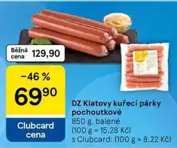 Tesco DZ Klatovy kuřecí párky pochoutkové, 850 g, balené nabídka