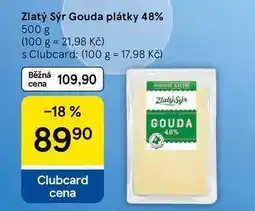 Tesco Zlatý sýr Gouda plátky 48% nabídka