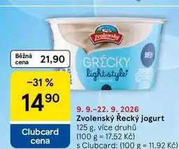 Tesco Zvolenský Řecký jogurt nabídka