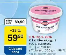 Tesco Kri Kri Řecký jogurt, 500 g, dva druhy nabídka