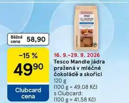 Tesco Tesco Mandle jádra pražená v mléčné čokoládě a skořici nabídka