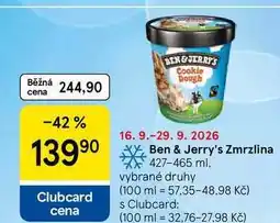 Tesco Ben & Jerry's Zmrzlina, 427-465 ml, vybrané druhy nabídka