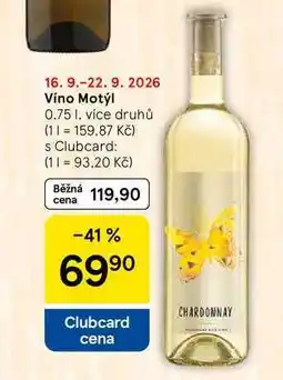 Tesco Víno Motýl, 0.75 l, více druhů nabídka