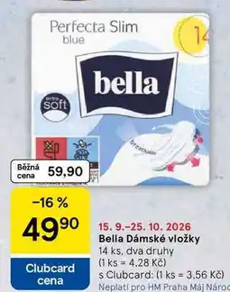 Tesco Bella Dámské vložky, 14 ks, dva druhy nabídka