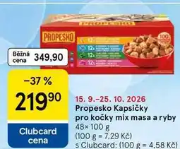 Tesco Propesko Kapsičky pro kočky mix masa a ryby, 48× nabídka
