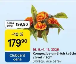 Tesco Kompozice umělých květin v květináči, 5 květů, více barev nabídka