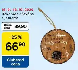 Tesco Dekorace dřevěná s ježkem nabídka