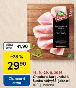 Tesco Chodura Burgundská šunka nejvyšší jakosti, 100 g, balená nabídka