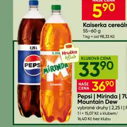 Hruška Pepsi | Mirinda | 7up | Mountain Dew nabídka
