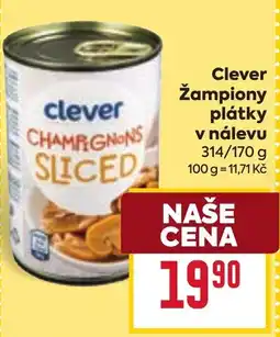 Billa Clever žampiony plátky v nálevu nabídka