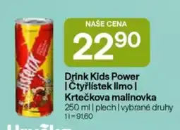Hruška Drink Kids Power Čtyřlístek limo Krtečkova malinovka nabídka